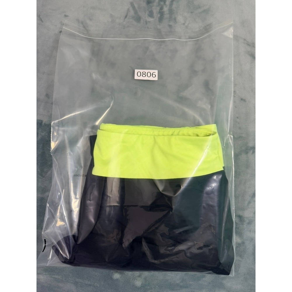 Under Armour HeatGear Womens Large Black Neon Yellow Cropped Leggings Fitted - Picture 8 of 8